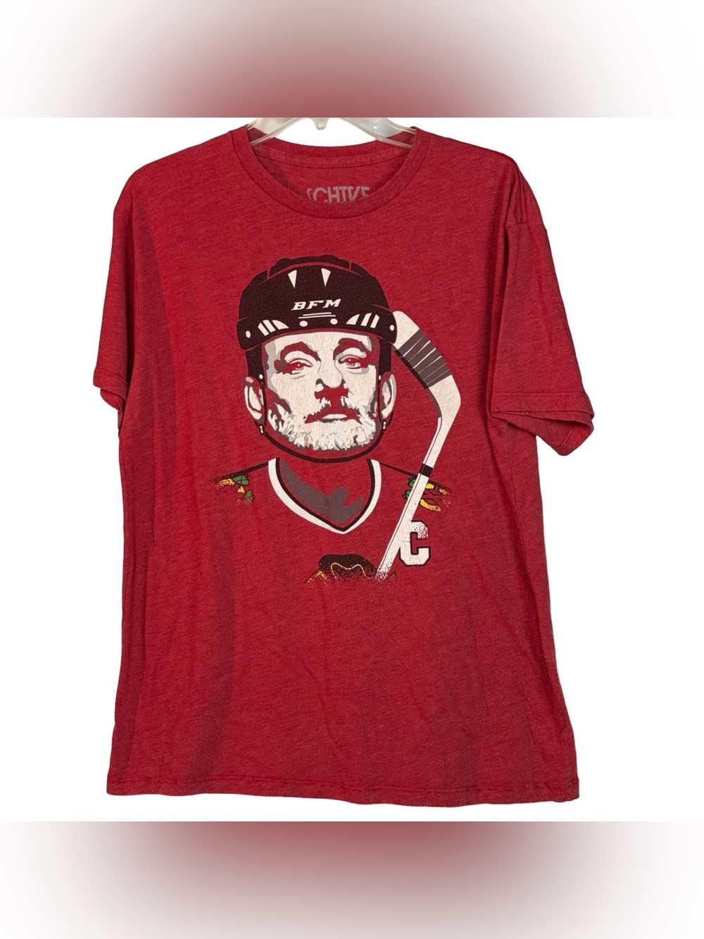 theCHIVE Bill Murray BFM Hockey Graphic T-Shirt Men's Red Crewneck Size L